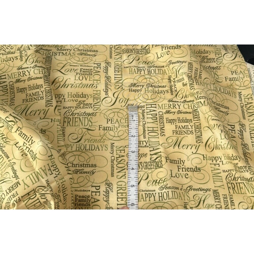 Season's Greetings Holiday Sentiments Cotton Quilting Fabric 35" X 44"